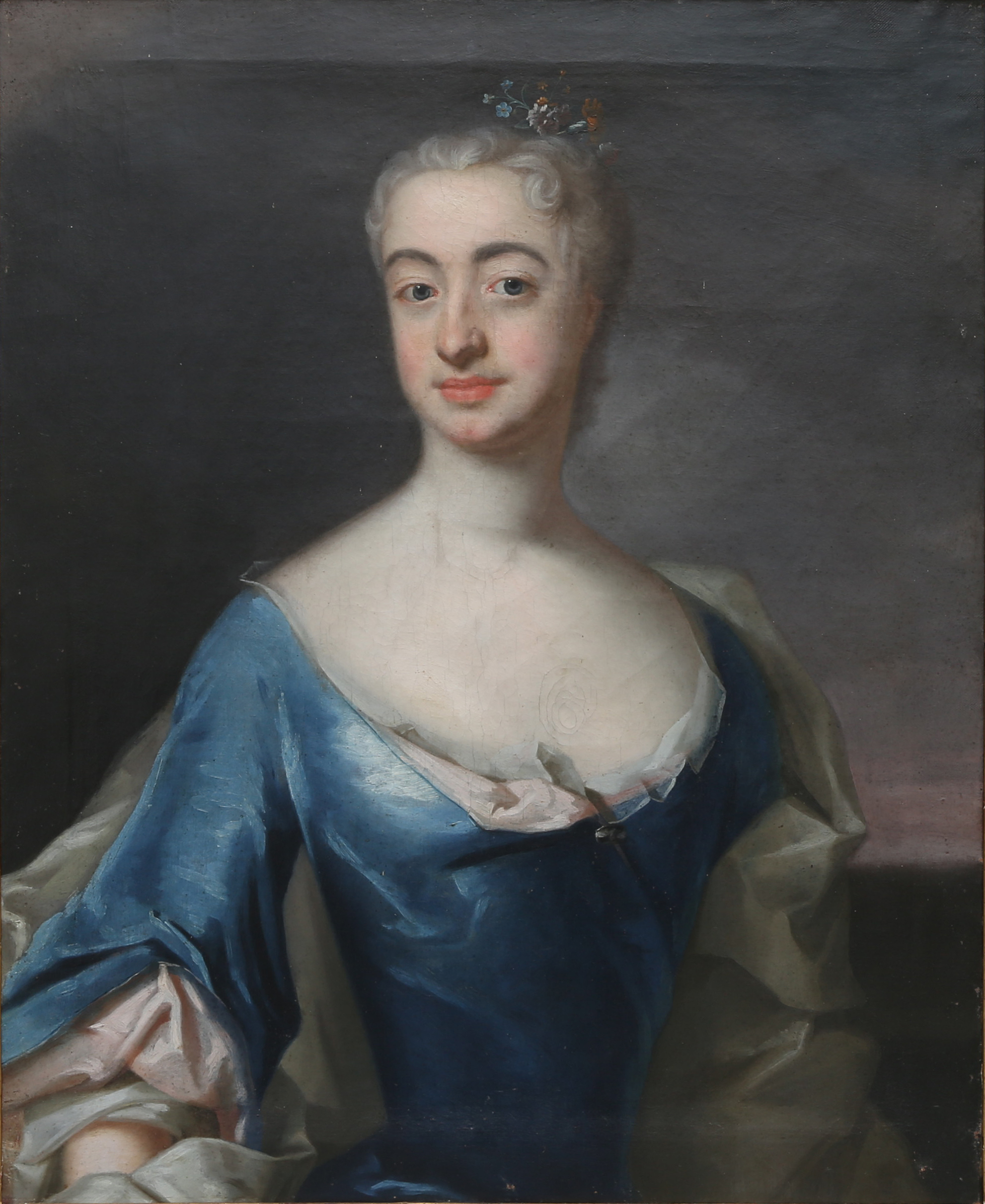 Porträtt av Charlotta Maria Cedercrantz, född Fleetwood (1709–1758), i blå klänning