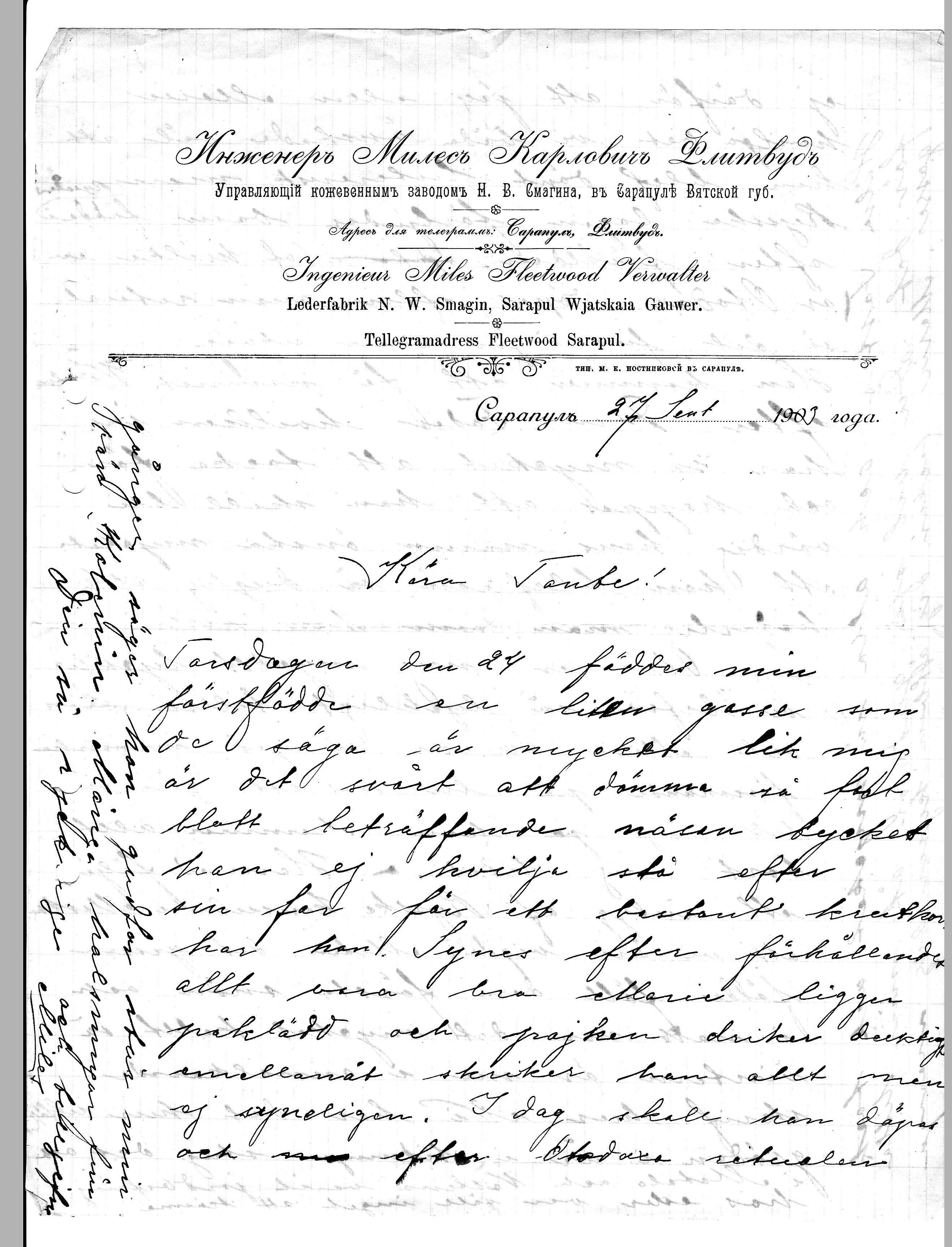 Miles Fleetwoods brev från Sarapul den 27 september 1903