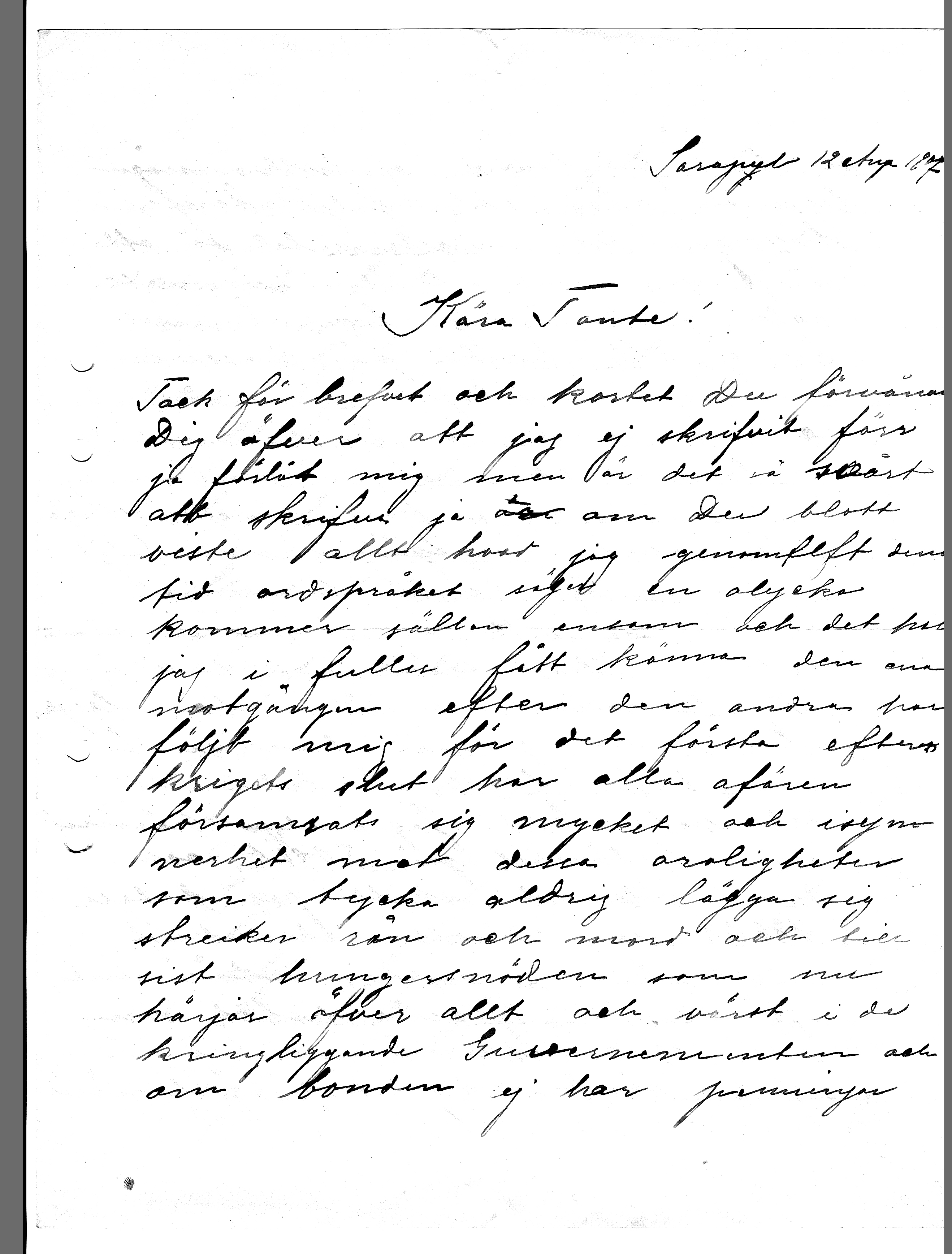 Det sista bevarade brevet från Miles Fleetwood till Mathilde, maj 1907